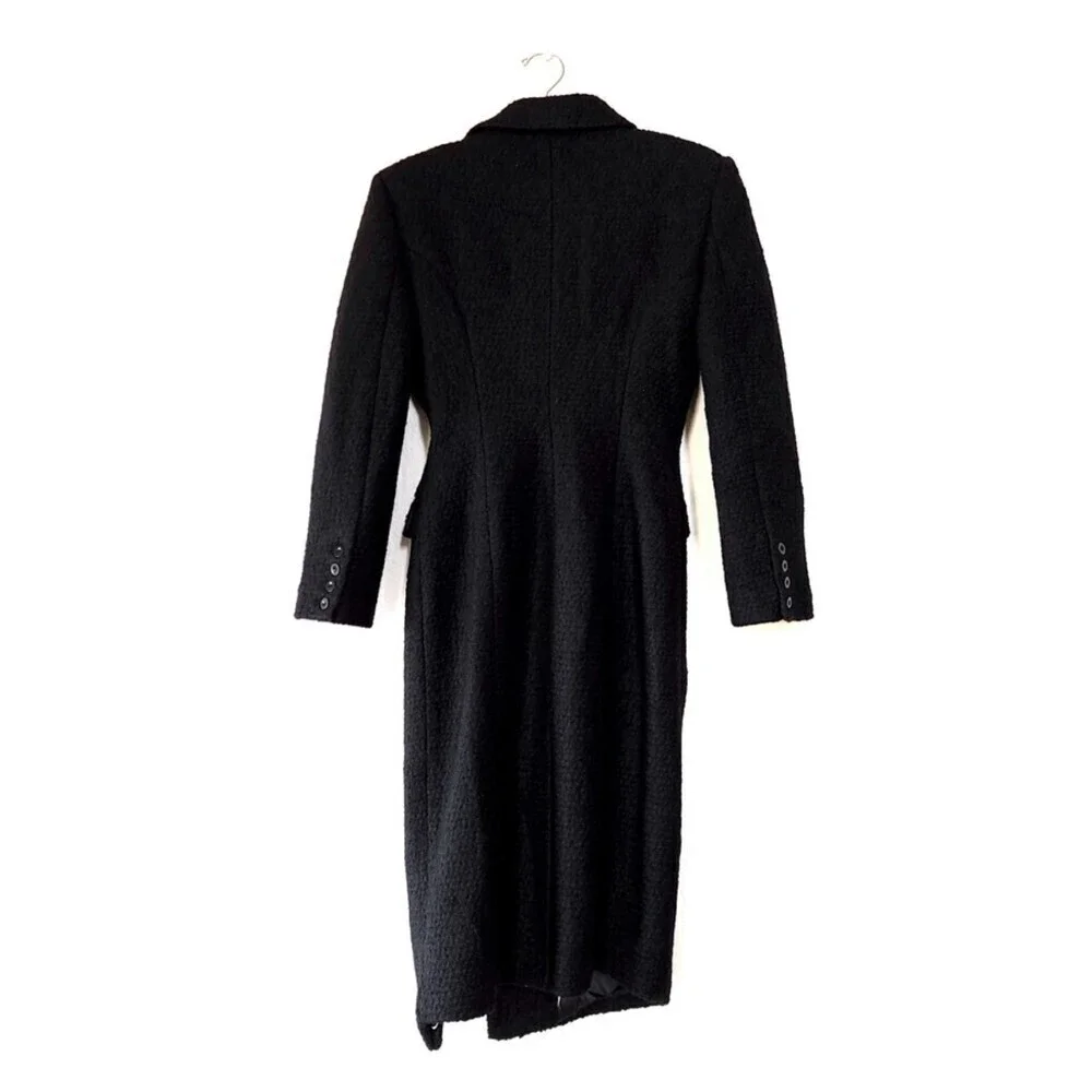NEW L'Academie Boucle Wool Micha Long Coat Black Tailored Old Money Minimal XS - Picture 8 of 15